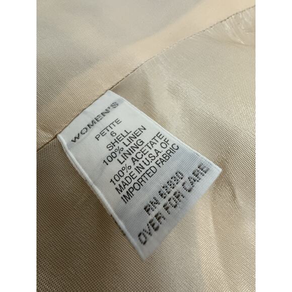 Vintage Lands End Women’s Blazer 100% Linen Yellow Jacket One Button Plaid Sz 6P - Picture 4 of 7